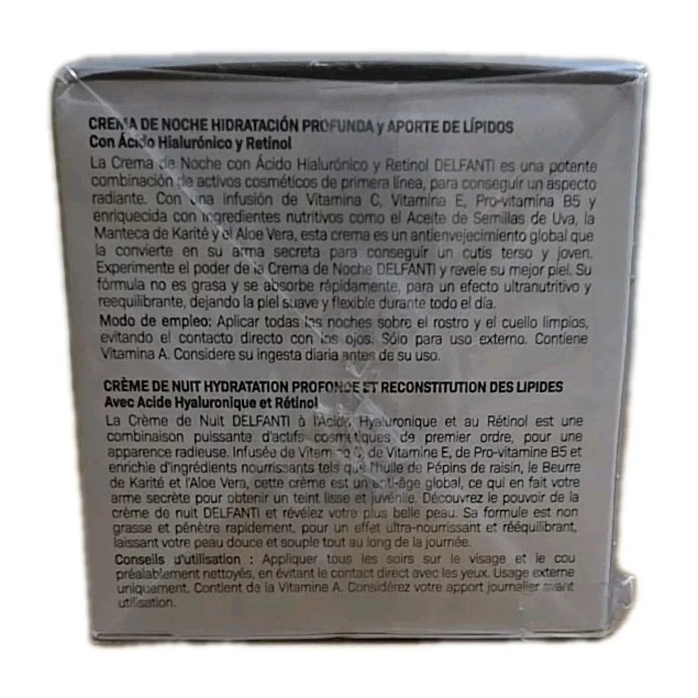 Delfanti Hyaluronic Acid and Retinol Night Cream Deep Hydration w/ Lipids 1.7 oz